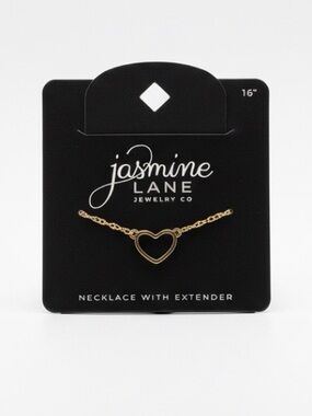 Jasmine Lane Gold Tone Heart Necklace 16" + Extender - NWT